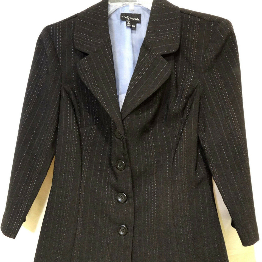 My Michelle Jacket 3/4 Sleeve Black Blue Pinstripe
